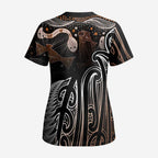 Aotearoa Maori - Australia Indigenous Scrub Top Koiri Whakairo Mix Aboriginal Art - Aussie Hoodie