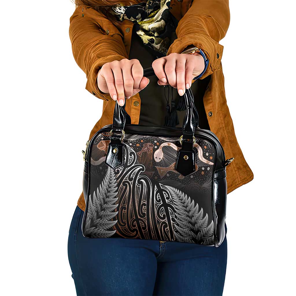 Aotearoa Maori - Australia Indigenous Shoulder Handbag Koiri Whakairo Mix Aboriginal Art - Aussie Hoodie