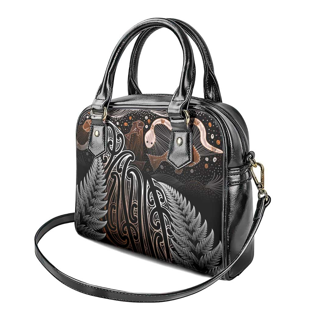 Aotearoa Maori - Australia Indigenous Shoulder Handbag Koiri Whakairo Mix Aboriginal Art - Aussie Hoodie
