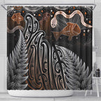 Aotearoa Maori - Australia Indigenous Shower Curtain Koiri Whakairo Mix Aboriginal Art - Aussie Hoodie