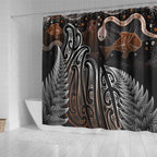 Aotearoa Maori - Australia Indigenous Shower Curtain Koiri Whakairo Mix Aboriginal Art - Aussie Hoodie