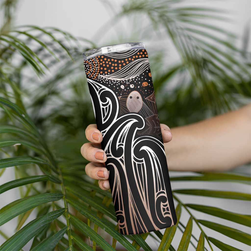 Aotearoa Maori - Australia Indigenous Skinny Tumbler Koiri Whakairo Mix Aboriginal Art - Aussie Hoodie