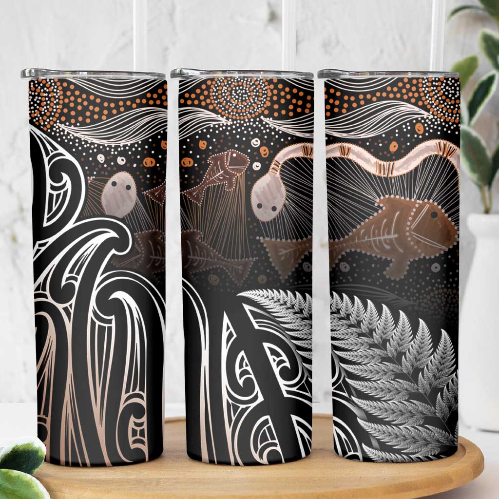 Aotearoa Maori - Australia Indigenous Skinny Tumbler Koiri Whakairo Mix Aboriginal Art - Aussie Hoodie
