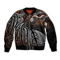 Aotearoa Maori - Australia Indigenous Sleeve Zip Bomber Jacket Koiri Whakairo Mix Aboriginal Art - Aussie Hoodie