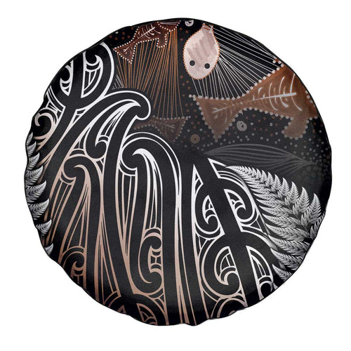 Aotearoa Maori - Australia Indigenous Spare Tire Cover Koiri Whakairo Mix Aboriginal Art - Aussie Hoodie