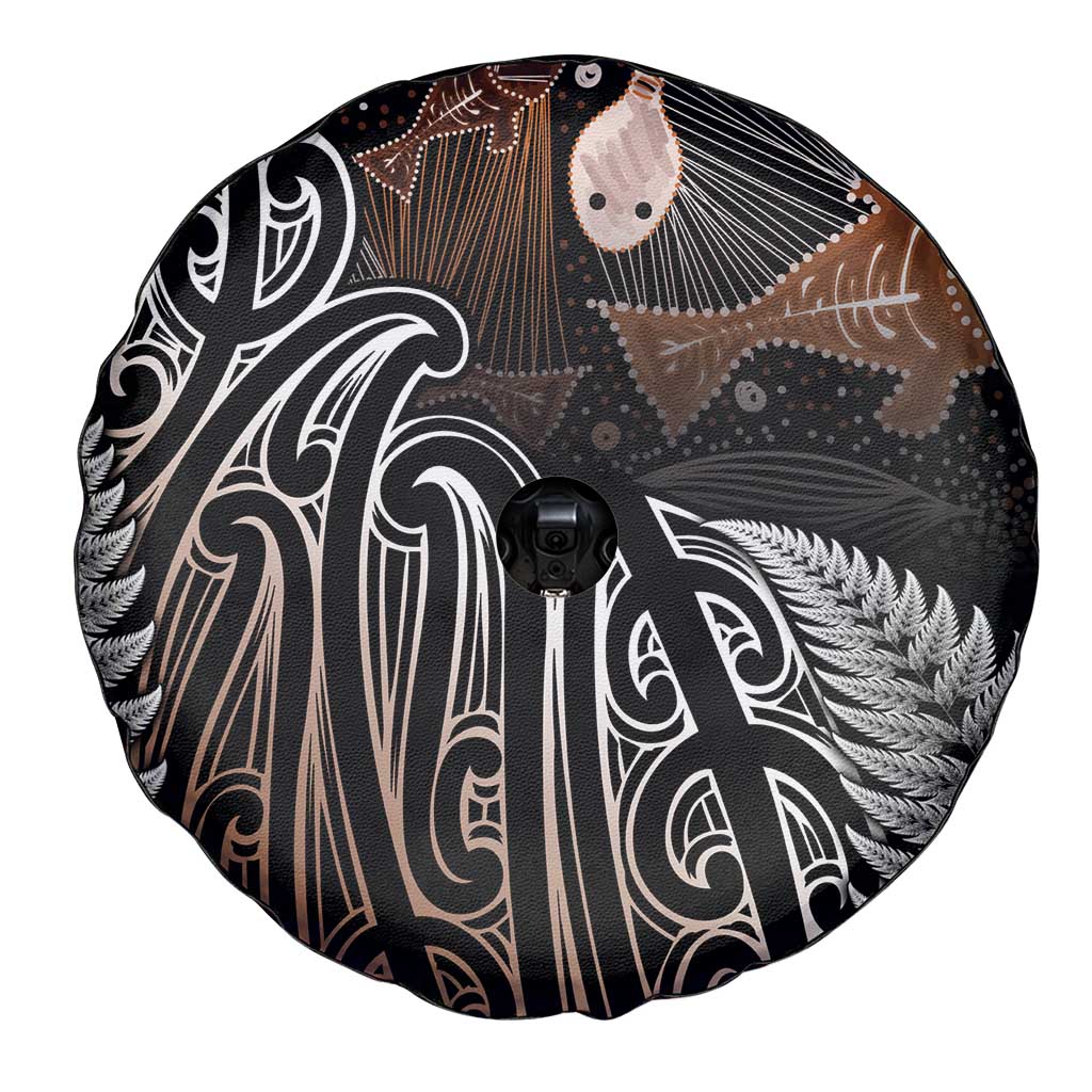Aotearoa Maori - Australia Indigenous Spare Tire Cover Koiri Whakairo Mix Aboriginal Art - Aussie Hoodie