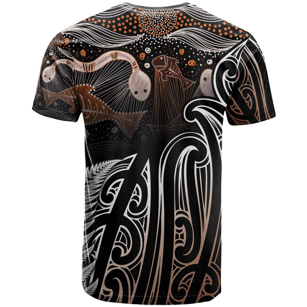 Aotearoa Maori - Australia Indigenous T Shirt Koiri Whakairo Mix Aboriginal Art - Aussie Hoodie