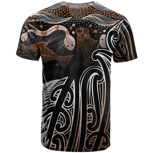 Aotearoa Maori - Australia Indigenous T Shirt Koiri Whakairo Mix Aboriginal Art - Aussie Hoodie