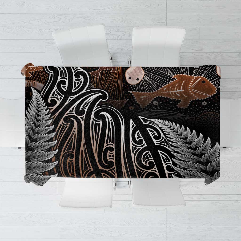 Aotearoa Maori - Australia Indigenous Tablecloth Koiri Whakairo Mix Aboriginal Art - Aussie Hoodie
