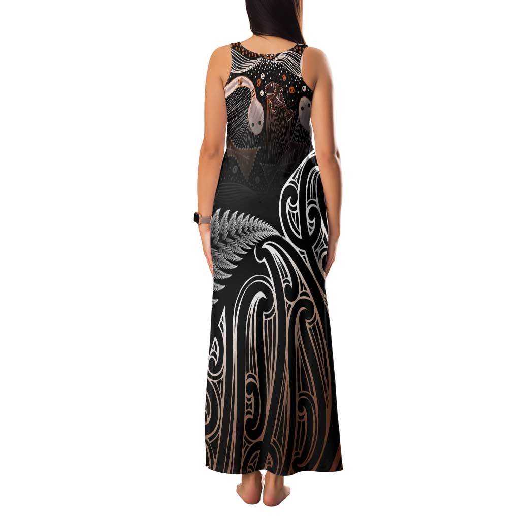 Aotearoa Maori - Australia Indigenous Tank Maxi Dress Koiri Whakairo Mix Aboriginal Art - Aussie Hoodie