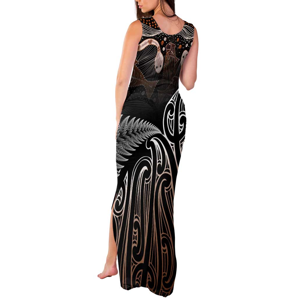 Aotearoa Maori - Australia Indigenous Tank Maxi Dress Koiri Whakairo Mix Aboriginal Art - Aussie Hoodie