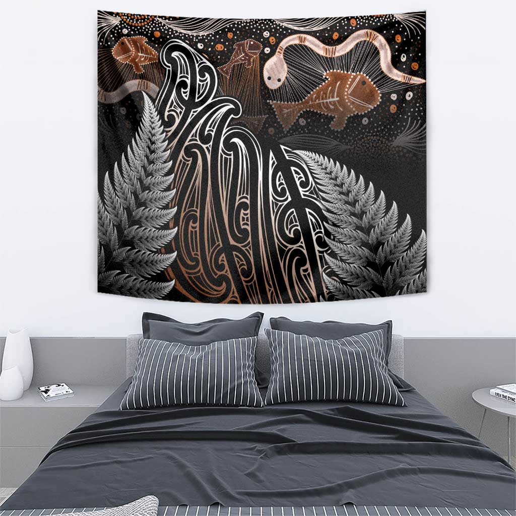 Aotearoa Maori - Australia Indigenous Tapestry Koiri Whakairo Mix Aboriginal Art - Aussie Hoodie