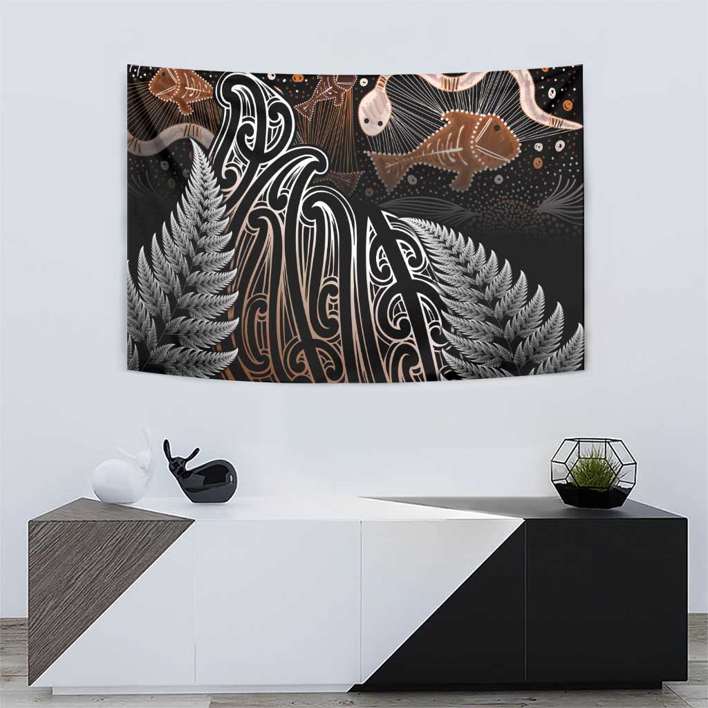 Aotearoa Maori - Australia Indigenous Tapestry Koiri Whakairo Mix Aboriginal Art - Aussie Hoodie