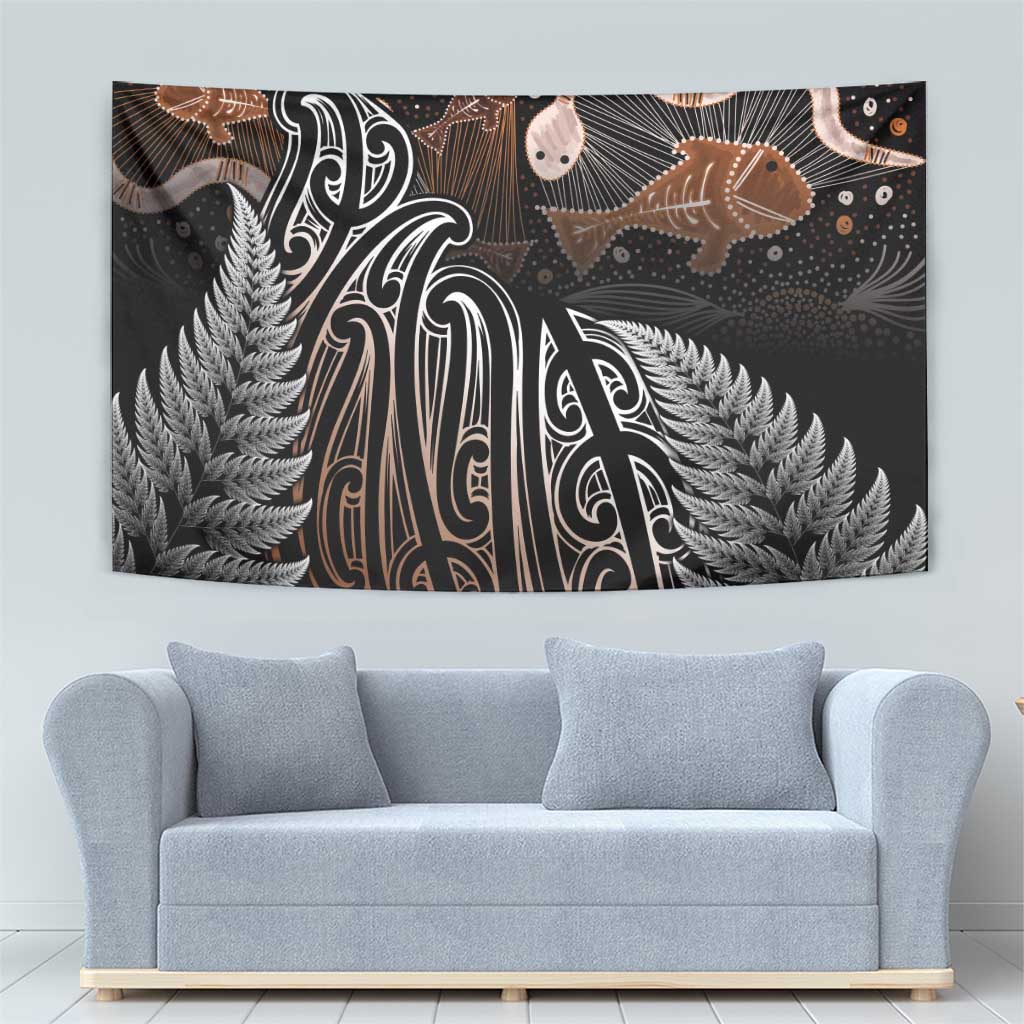 Aotearoa Maori - Australia Indigenous Tapestry Koiri Whakairo Mix Aboriginal Art - Aussie Hoodie