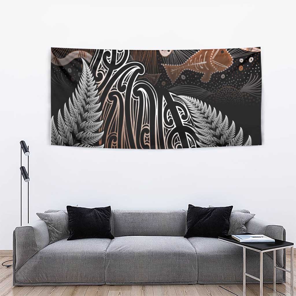Aotearoa Maori - Australia Indigenous Tapestry Koiri Whakairo Mix Aboriginal Art - Aussie Hoodie