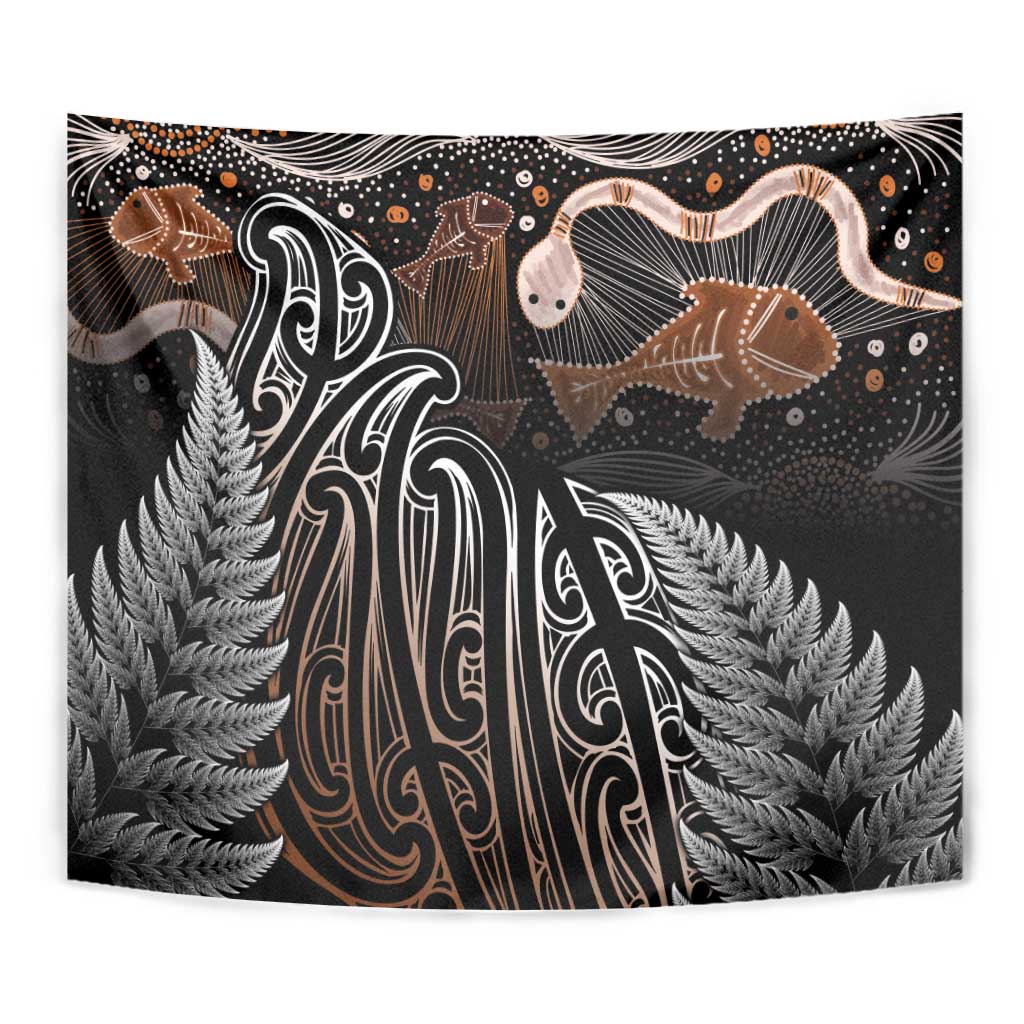 Aotearoa Maori - Australia Indigenous Tapestry Koiri Whakairo Mix Aboriginal Art - Aussie Hoodie