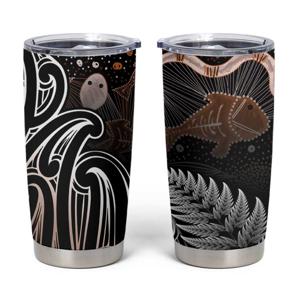 Aotearoa Maori - Australia Indigenous Tumbler Cup Koiri Whakairo Mix Aboriginal Art - Aussie Hoodie