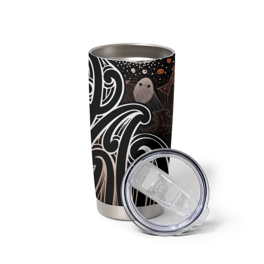 Aotearoa Maori - Australia Indigenous Tumbler Cup Koiri Whakairo Mix Aboriginal Art - Aussie Hoodie