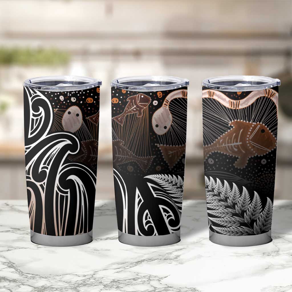 Aotearoa Maori - Australia Indigenous Tumbler Cup Koiri Whakairo Mix Aboriginal Art - Aussie Hoodie