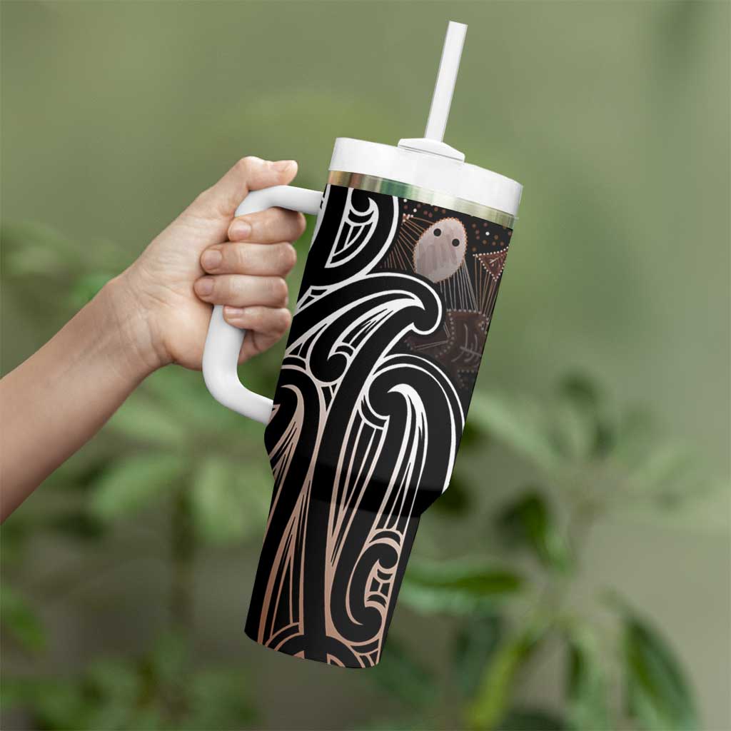 Aotearoa Maori - Australia Indigenous Tumbler With Handle Koiri Whakairo Mix Aboriginal Art - Aussie Hoodie
