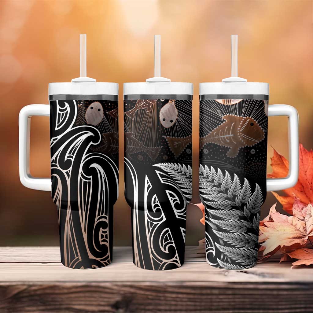 Aotearoa Maori - Australia Indigenous Tumbler With Handle Koiri Whakairo Mix Aboriginal Art - Aussie Hoodie