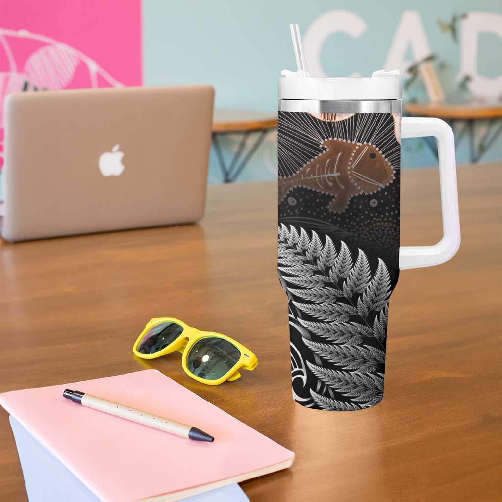 Aotearoa Maori - Australia Indigenous Tumbler With Handle Koiri Whakairo Mix Aboriginal Art - Aussie Hoodie