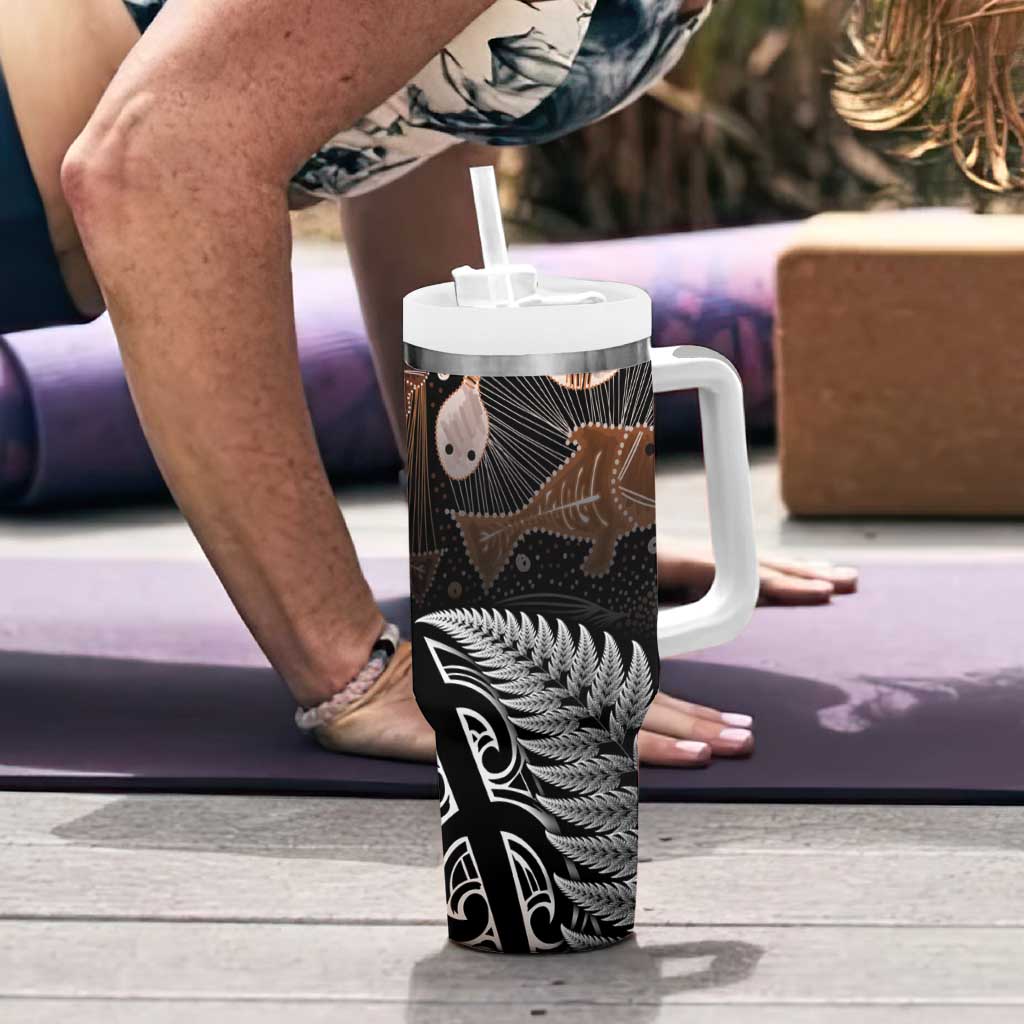 Aotearoa Maori - Australia Indigenous Tumbler With Handle Koiri Whakairo Mix Aboriginal Art - Aussie Hoodie