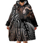 Aotearoa Maori - Australia Indigenous Wearable Blanket Hoodie Koiri Whakairo Mix Aboriginal Art - Aussie Hoodie