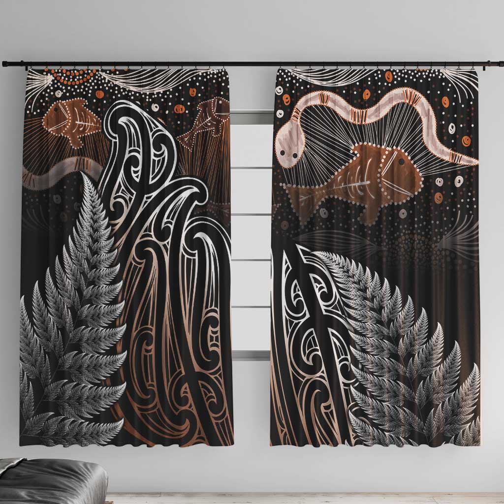 Aotearoa Maori - Australia Indigenous Window Curtain Koiri Whakairo Mix Aboriginal Art - Aussie Hoodie
