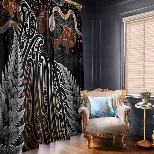 Aotearoa Maori - Australia Indigenous Window Curtain Koiri Whakairo Mix Aboriginal Art - Aussie Hoodie
