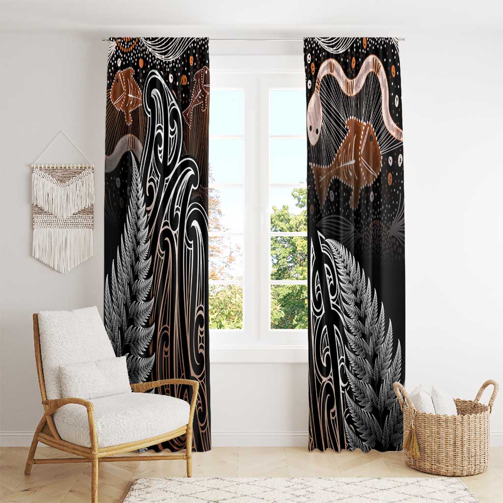 Aotearoa Maori - Australia Indigenous Window Curtain Koiri Whakairo Mix Aboriginal Art - Aussie Hoodie
