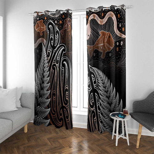 Aotearoa Maori - Australia Indigenous Window Curtain Koiri Whakairo Mix Aboriginal Art - Aussie Hoodie