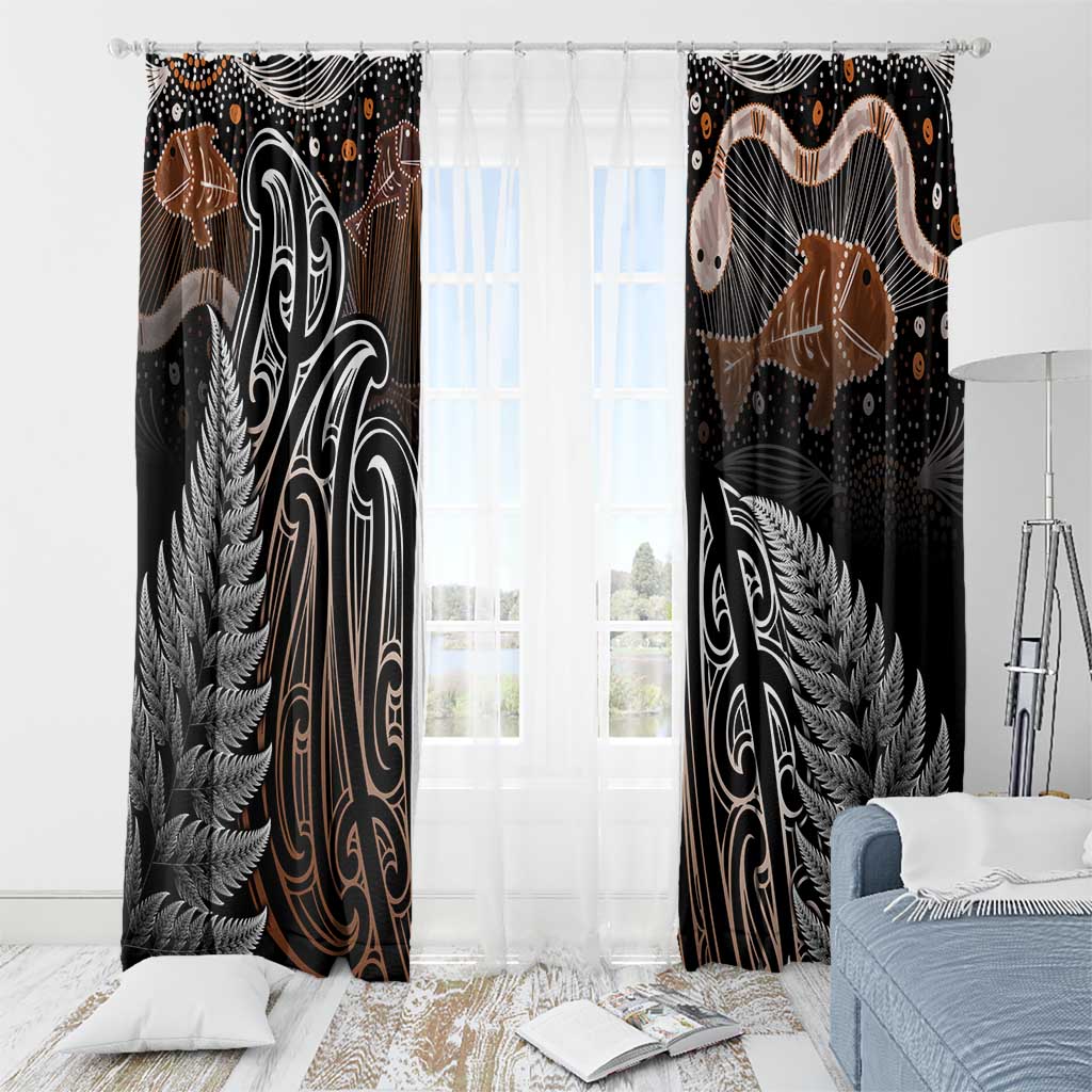 Aotearoa Maori - Australia Indigenous Window Curtain Koiri Whakairo Mix Aboriginal Art - Aussie Hoodie