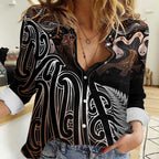 Aotearoa Maori - Australia Indigenous Women Casual Shirt Koiri Whakairo Mix Aboriginal Art - Aussie Hoodie
