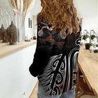 Aotearoa Maori - Australia Indigenous Women Casual Shirt Koiri Whakairo Mix Aboriginal Art - Aussie Hoodie