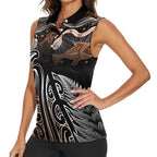 Aotearoa Maori - Australia Indigenous Women Sleeveless Polo Shirt Koiri Whakairo Mix Aboriginal Art - Aussie Hoodie