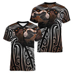 Aotearoa Maori - Australia Indigenous Women V-Neck T-Shirt Koiri Whakairo Mix Aboriginal Art - Aussie Hoodie