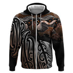 Aotearoa Maori - Australia Indigenous Zip Hoodie Koiri Whakairo Mix Aboriginal Art - Aussie Hoodie
