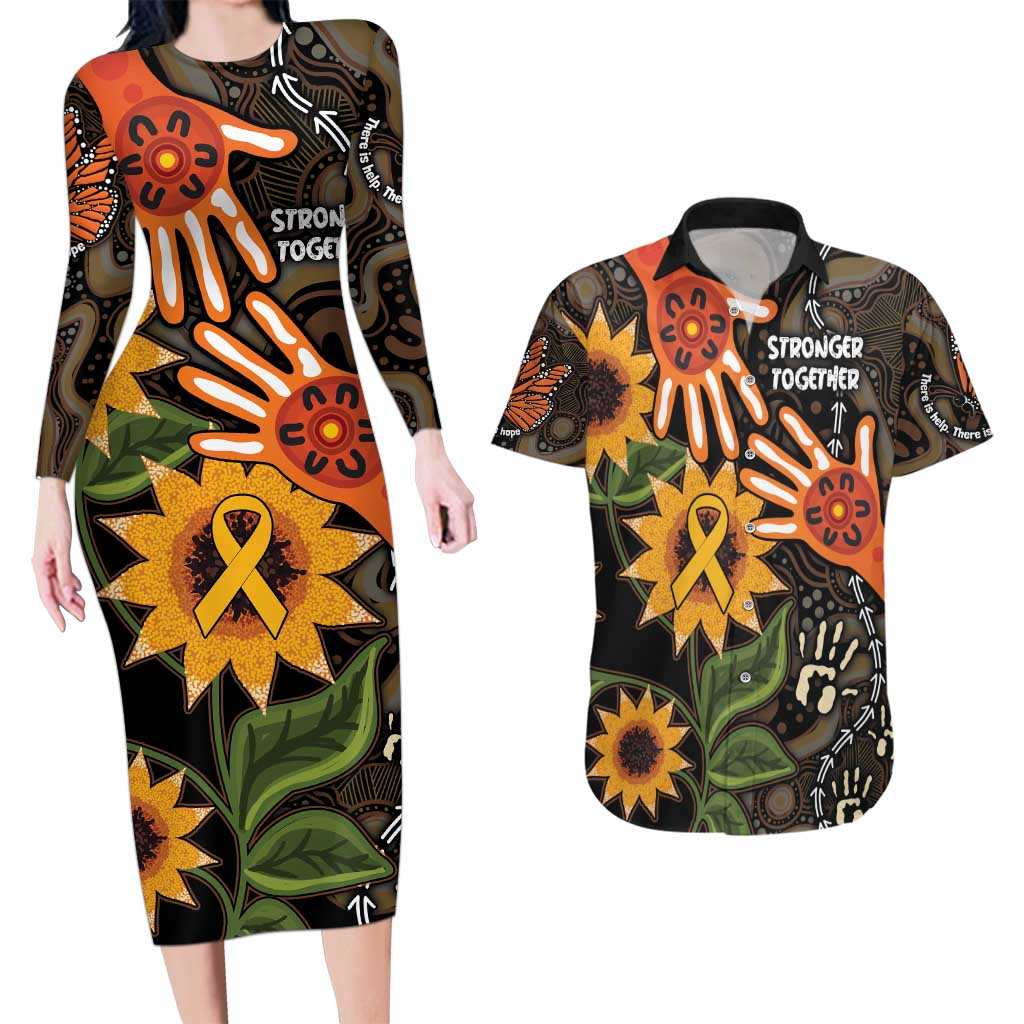 Australia Indigenous Couples Matching Long Sleeve Bodycon Dress and Hawaiian Shirt You Are Not Alone