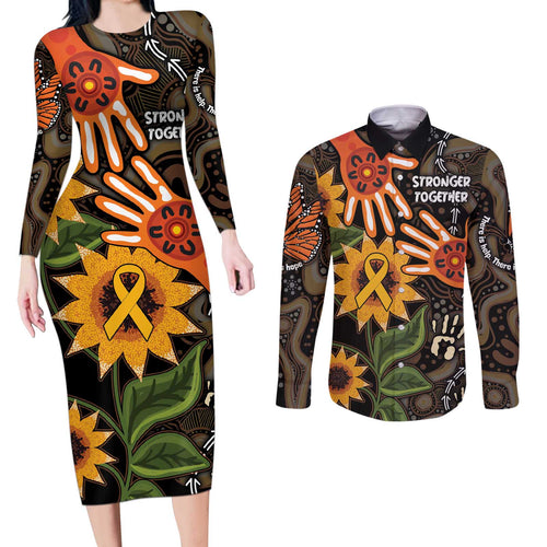 Australia Indigenous Couples Matching Long Sleeve Bodycon Dress and Long Sleeve Button Shirt You Are Not Alone