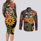 Australia Indigenous Couples Matching Long Sleeve Bodycon Dress and Long Sleeve Button Shirt You Are Not Alone