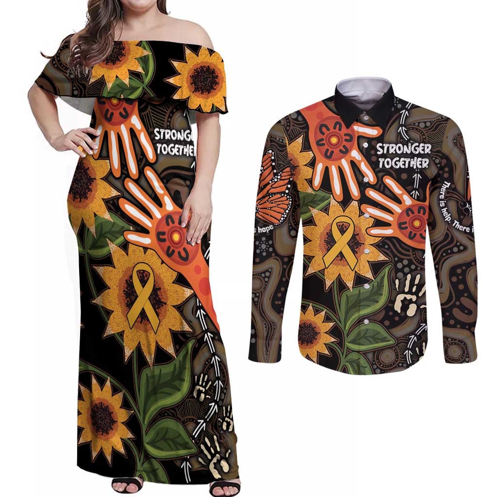 Australia Indigenous Couples Matching Off Shoulder Maxi Dress and Long Sleeve Button Shirt You Are Not Alone