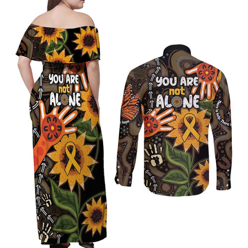 Australia Indigenous Couples Matching Off Shoulder Maxi Dress and Long Sleeve Button Shirt You Are Not Alone