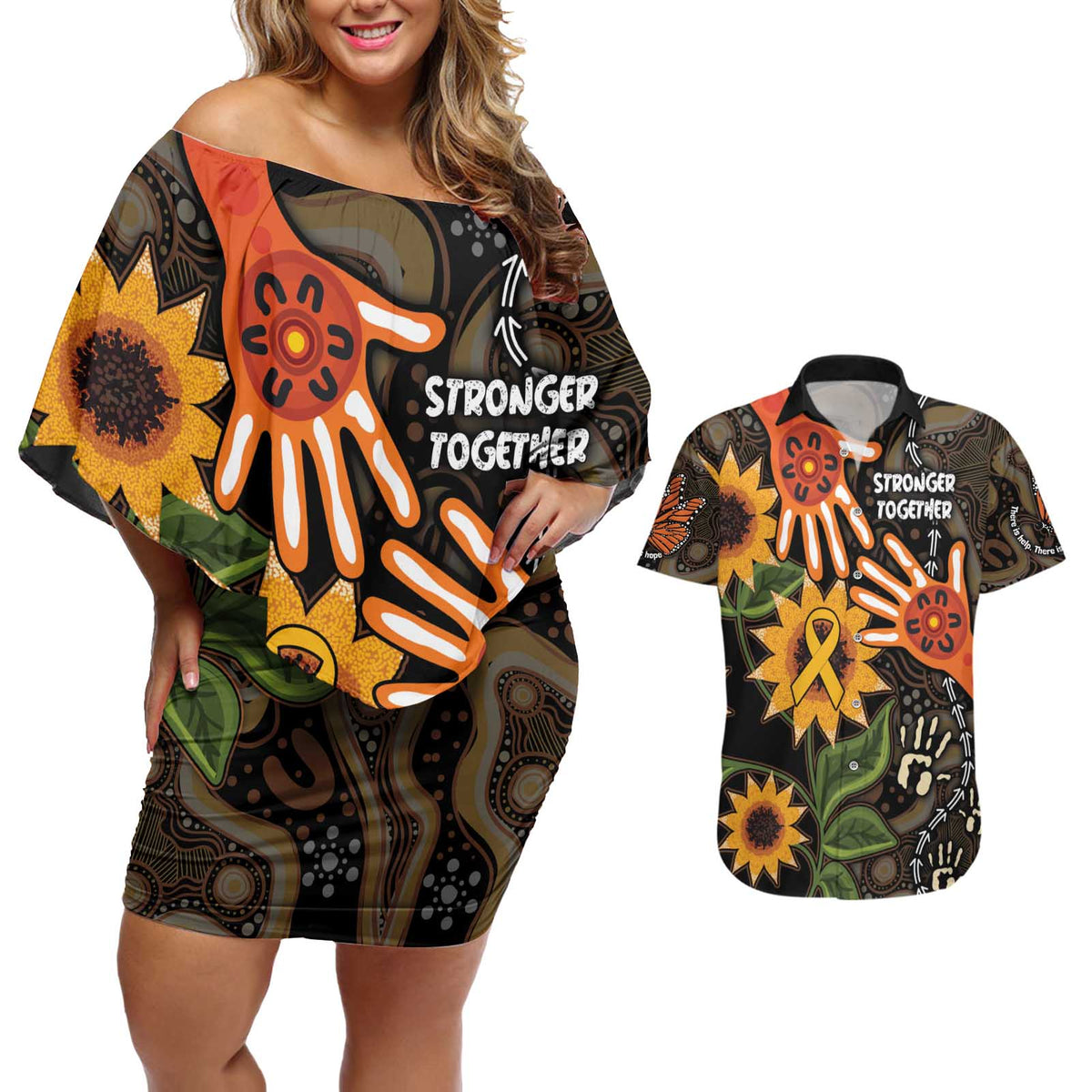 Australia Indigenous Couples Matching Off Shoulder Short Dress and Hawaiian Shirt You Are Not Alone