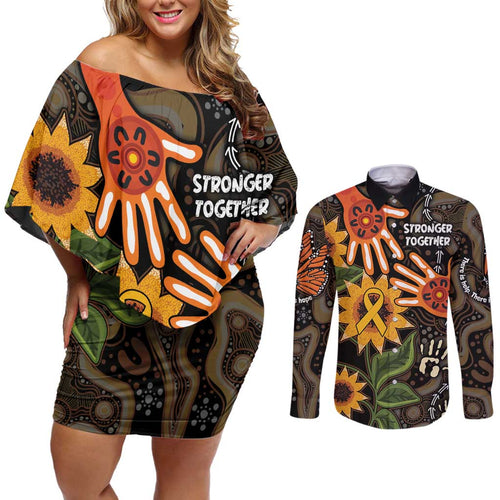 Australia Indigenous Couples Matching Off Shoulder Short Dress and Long Sleeve Button Shirt You Are Not Alone