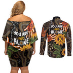 Australia Indigenous Couples Matching Off Shoulder Short Dress and Long Sleeve Button Shirt You Are Not Alone