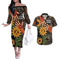 Australia Indigenous Couples Matching Off The Shoulder Long Sleeve Dress and Hawaiian Shirt You Are Not Alone