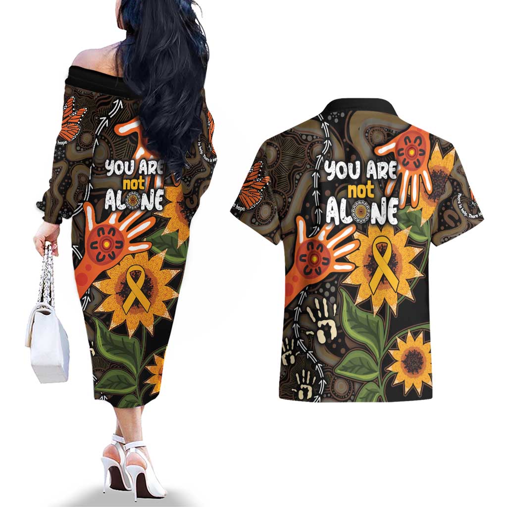 Australia Indigenous Couples Matching Off The Shoulder Long Sleeve Dress and Hawaiian Shirt You Are Not Alone