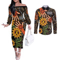 Australia Indigenous Couples Matching Off The Shoulder Long Sleeve Dress and Long Sleeve Button Shirt You Are Not Alone