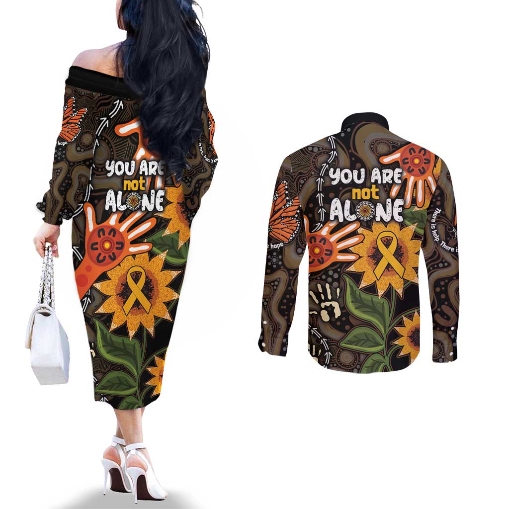Australia Indigenous Couples Matching Off The Shoulder Long Sleeve Dress and Long Sleeve Button Shirt You Are Not Alone